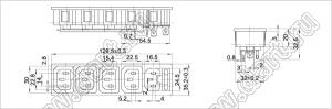 SP-861J1-1.5 блок вилка IEC60320(C14)/четыре розетки IEC60320(C13) сетевого питания с держателем предохранителя с защелками на панель; t=1,5мм