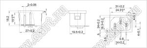 SP-864B3 (AC-05) вилка IEC60320(C14) угловая сетевого питания с защелками на панель и для пайки в плату