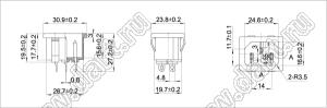 SP-864A1 (R-301SN, SS-120, AS-01, AS-224K(27)-UL-EN) вилка IEC60320(C14) сетевого питания с защелками на панель, для пайки на провода