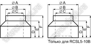 RCSL5-10(B) распорка; A=11,6мм; B=7,65мм; C=5,4мм; D=4,53мм; E=8,0мм; F=10,0мм; нейлон-66 (UL); черный