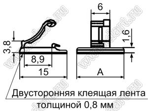 WDF-1(3M) зажим проводов на самоклеящейся площадке; 15,0x15,0мм; нейлон-66 (UL); черный