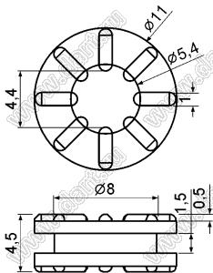 TGM-21I амортизатор под винт для жесткого диска; силиконовая резина; черный