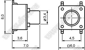 TD-06XB-X (SWT-34, KFC-A06-19-7H, DTSM-63K) кнопка тактовая SMD; 6,0x6,0x7,0мм