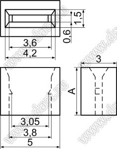 LEDJ-4 держатель эллиптического светодиода на плату прямой; нейлон-66 (UL); A=4,0мм; натуральный