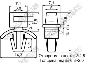 CCME-1 фиксатор кабельной стяжки с защелкой в панель; нейлон-66 (UL); натуральный