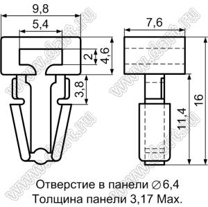 CCMV-1 фиксатор кабельной стяжки с защелкой в панель; нейлон-66 (UL); черный