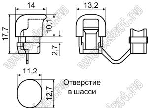 SB5L-4 изолятор проходной квадратный; сечение кабеля=6,0мм; нейлон-66 (UL); черный