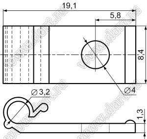 CDV-3.2 фиксатор кабеля с креплением винтом М4; нейлон-66 (UL); натуральный