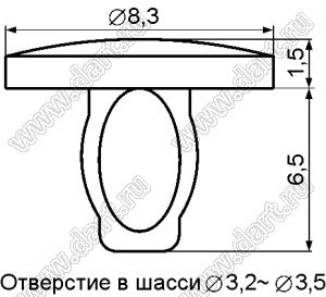 MB-8 пистон монтажный; L=6,5мм; d отв.=3,2~3,5мм; нейлон-66 (UL); черный