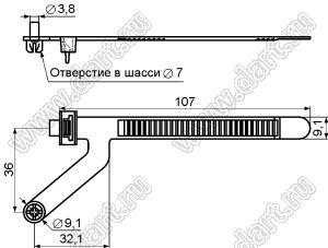 STCL-100 стяжка кабельная с защелкой в панель; L=107,0мм; нейлон-66 (UL); черный