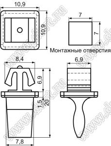DTTL-1B защелка дверцы; нейлон-66 (UL); черный