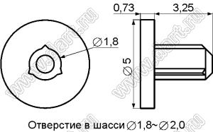 MB-20 пистон монтажный; L=3,25мм; d отв.=1,8мм; нейлон-66 (UL); серый