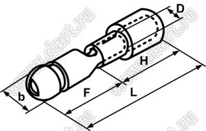 MPD5.5-195 (F5.5A(5)) наконечник изолированный пулевидный (штекер), для провода; s=4,0…6,0кв.мм; A.W.G. 12-10; I max=24А; желтый