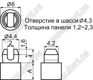 CGB-2 направляющая платы круглая; A=2,0мм; нейлон-66 (UL); черный