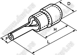 PTV1.25-12 наконечник изолированный штыревой круглый, для провода; s=0,5-1,5кв.мм; I max=19А; A.W.G.=22-16; красный; медь луженая/пластик