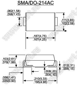 SMAJ85 (SMA/DO-214AC) диод защитный SMD однополярный; Vrwm=85,00В; Ipp=2,6А