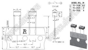 TC-3121-X (TSY3643CJM-250AK) (6x3,5x5mm) кнопка тактовая; 6x3,5x5мм