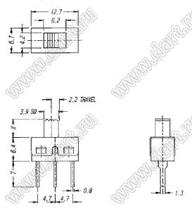 SS-12D10-G5 переключатель движковый прямой 1P2T