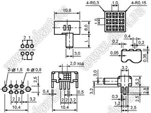 SK-22D02-PG5 переключатель движковый угловой 2P2T