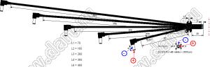 5xDC CABLE with DC313 angle plug 3,4x1,4x8 спятеренный кабель с угловым DC штекером и проходным изолятором