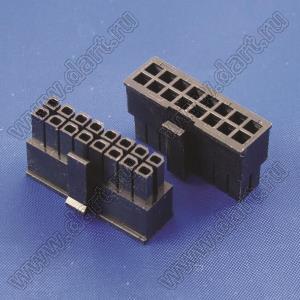 3000HF-2x08P-1 (Micro-Fit 3.0™ MOLEX 043025-1600, MF30-HFD1-16, 5560-16) колодка на кабель (розетка) двухрядная; шаг 3,0мм; 2x8-конт.