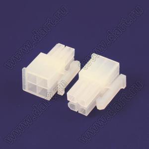 4200HF-2X02P-1 (5557-04, MF-2x02F, MF-04F, MF-4F, MF-2х2 F, Mini-Fit Jr.™ MOLEX 39012040) корпус двухрядной розетки на кабель; шаг 4,2мм; 2x2-конт.