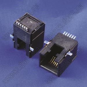 95001-6P6C-SMD-MP-SOCKET розетка RJ-45 на плату для поверхностного монтажа, 6 позиций, 6 контактов