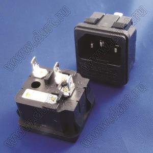 SP-861A1B01 (R-3014, AS-08) вилка IEC60320(C14) сетевого питания с предохранителем и защелками на панель толщиной 1,3мм