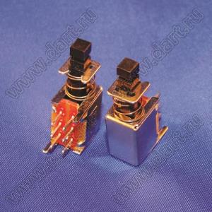 PS-22F03L переключатель нажимной 2P2T с фиксацией; 0,3A 50V