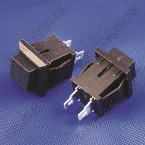 PB-02TFK (DS-431K) CLOSE переключатель кнопочный без фиксации ON-(OFF), 15х15мм, крепление защелка, нормально-замкнутые контакты, черный/черный