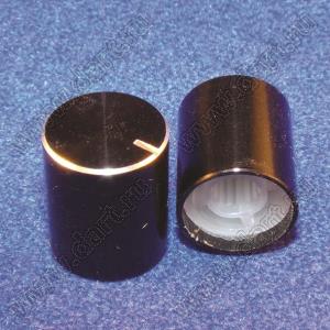 B138-15-16.5-6-B-Bф (IA 15x16.5) ручка алюминиевая гладкая анодированная черная с фаской и пластиковой вставкой
