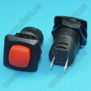 R13-511BR переключатель кнопочный с фиксацией (черный корпус, красная кнопка)