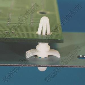 LCB-25 фиксатор платы с двумя защелками; A=25,0мм; dп=4,0мм; s=1,6мм; d отв.=4,8мм; t=0,8...2,0мм; нейлон-66 (UL); натуральный