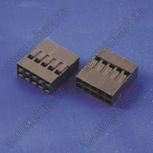 C8-2* 5Y (2226B-10, BLD-2x5, BLD-10) корпус двухрядной розетки на кабель; шаг 2,54мм; полистирол, усиленный стекловолокном UL-94V-2; 10-конт.