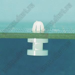 PDC-5.5D фиксатор платы с защелкой в плату; A=5,5мм; B=2,8мм; E=1,6мм; dп=3,5мм; s=Eмм; нейлон-66 (UL); натуральный