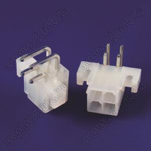 4200WR-L-2X02P (5569R-04, MF-04MRB, MF-2x2 MRB Mini-Fit Jr.™ MOLEX 392910428) вилка на плату угловая двухрядная с крепёжн. ушами; шаг 4,2мм; 2x2-конт.