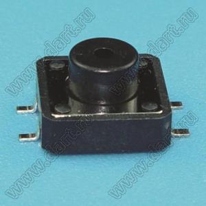 TD-121273 (TD-12XA-X, TSTP1273) кнопка тактовая для поверхностного (SMD) монтажа; 12,0x12,0x7,5мм; H=7,5мм; 250±50гс; U=12В; I=50мА; Tраб. -20...+80°C
