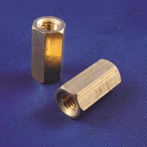 PCHSS-09 (PCHSS-9) стойка шестигранная с внутренней резьбой; М3x0,5; SW=4,8мм; L=9,0мм; латунь