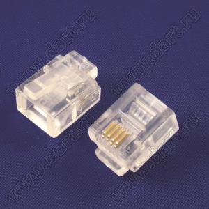 7001-6P4C (TP-6P4C)-PLUG вилка RJ-11 на кабель, 6 позиций, 4 контакта