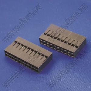 C8-2*10Y (2226B-20, BLD-2x10, BLD-20) корпус двухрядной розетки на кабель; шаг 2,54мм; полистирол, усиленный стекловолокном UL-94V-2; 20-конт.