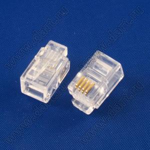 7001-4P4C (TP4P4C, DS1121-0, RJ-9)-PLUG вилка RJ-45 на кабель, 4 позиции, 4 контакта