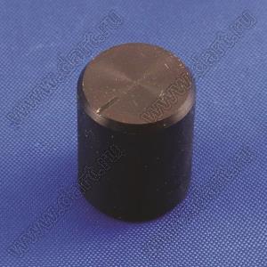 B145-12.4-16-6-O-B-ф (IA 12.4x16) ручка алюминиевая гладкая анодированная черная с фаской и пластиковой вставкой