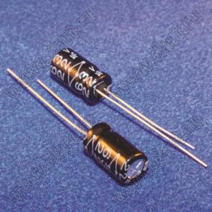 ECAP 22uF/63V 0611 105C RH конденсатор алюминиевый электролитический радиальный; 22мкФ; 63В; 6,3x11мм; P=2,5мм
