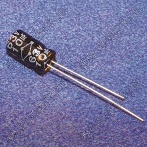 ECAP 10uF/63V 0511 105C RH конденсатор алюминиевый электролитический радиальный; 10мкФ; 63В; 6,3x11мм; P=2,5мм