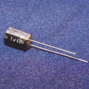 ECAP 1uF/400V 0811 105C RH конденсатор алюминиевый электролитический радиальный; 1мкФ; 400В; 5x11мм; P=2мм