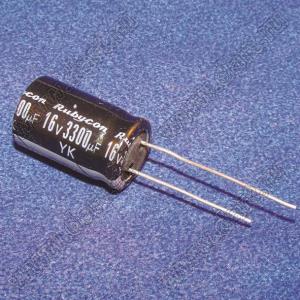 ECAP 3300uF/16V 1326 (К50-35 имп) конденсатор алюминиевый электролитический радиальный 3300мкФ/16V; размер 1326; серия К50-35имп