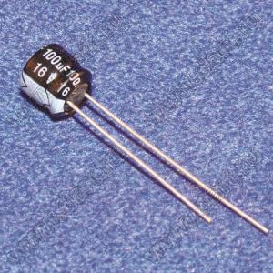 ECAP 47uF/16V 0407 105C RH конденсатор алюминиевый электролитический радиальный; 47мкФ; 16В; 4x7мм; P=2мм