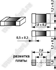 FL201212-3R3K дроссель монолитный ферритовый для поверхностного монтажа 3,3мкГн; 30мА