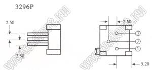 3296P-1-503 (50K) резистор подстроечный многооборотный; R=50кОм