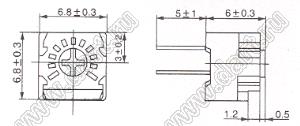 3323P-103 (10K) резистор подстроечный, однооборотный; R=10кОм